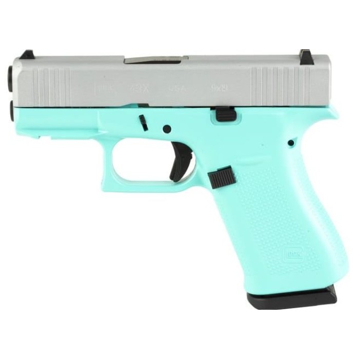 Glock 43X Silver/Turquoise 9mm 3.4