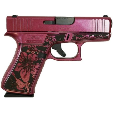 Glock 43X Custom "Cherry Blossom Engraved Medusa Pink" Subcompact Handgun 9Mm Luger 10Rd Magazines (2) 3.41" Barrel Usa UX4350201CB