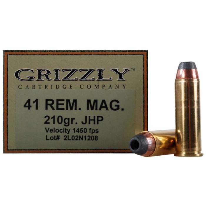 Grizzly Cartridge 41 Magnum 210 Grain Jacketed Hollow Point Pistol Ammo, 20 Rounds, GC41M2