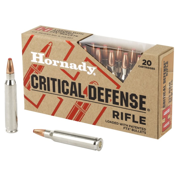 Hornady Critical Defense Rifle 223 Remington 55 Grain FlexTip 20 Rd Bx - Dirty Bird Industries