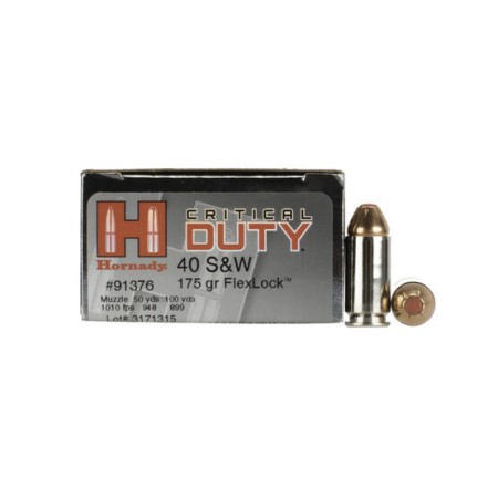 Hornady Critical Duty 40S&W 175 Grain FlexLock Duty, 20 Round Box