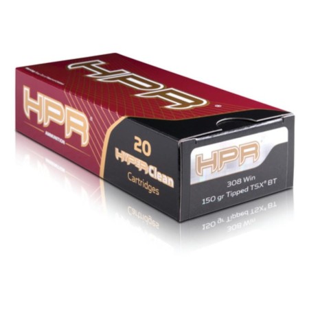 HPR Ammunition Rifle 308 Win/7.62 NATO 150 GR TSX Boat Tail 20 Bx/ - Brass Casing