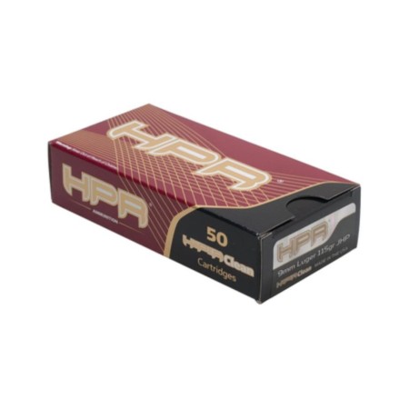 HPR Ammunition 9mm Jacketed Hollow Point 115 GR 50Bo - Brass Casing