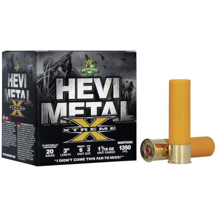 HEVI-Shot Hevi Metal Xtreme 20 Gauge 1.0625oz 3in Shotgun Ammo, Shot 6, 25 Rounds, HS39206-25RD