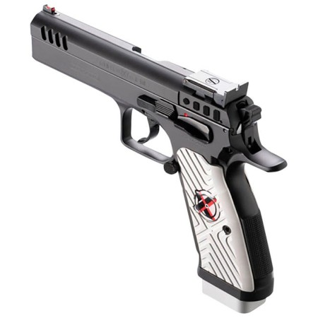 Tanfoglio Stock II Xtreme 9mm, 4.44" Barrel, Black, White Polymer Grip, 16rd