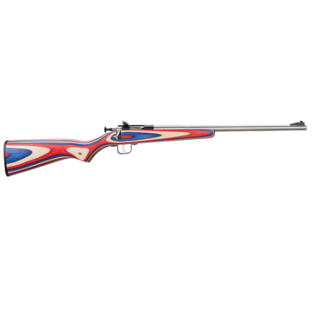 Keystone Crickett Red White Blue Wood Laminate Stock with Stainless Steel Action .22 LR 16 Inch 1 Rd