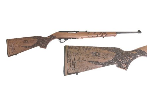 Ruger 10/22 Great White Shark, 18.5" Barrel, Engraved French Walnut Stock, Blued Finish