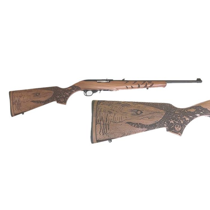 Ruger 10/22 Great White Shark, 18.5" Barrel, Engraved French Walnut Stock, Blued Finish