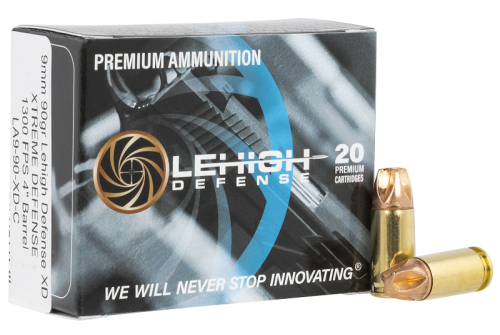 Lehigh Defense Xtreme Defense 9mm Luger 90 Grain Brass Cased Pistol Ammunition, 20 Rounds, LA990XDC