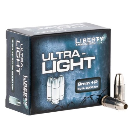 Liberty Ammunition LAUL9052 Ultra-Light  9mm Luger +P 50 gr Copper Hollow Point 20 Bx/ 10 Cs