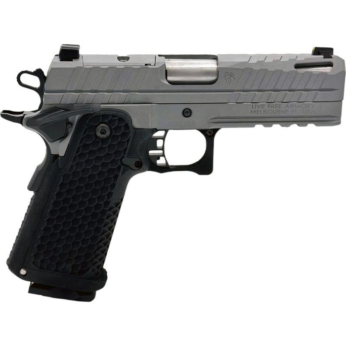 Live Free Armory Apollo 11 Compact Frame 9mm Luger 17+1 4.15" Stainless Match Grade Bull Barrel, Elite Gray Cerakote Optic Cut/Serrated Slide [MPN: LFAPC81303]