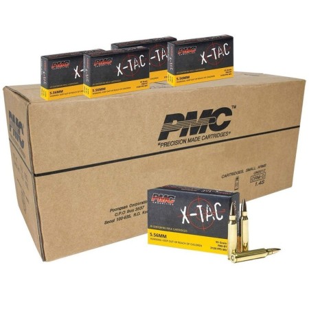 PMC X-Tac Rifle Ammunition 5.56x45mm 55 gr FMJBT 3120 fps 1000/Box