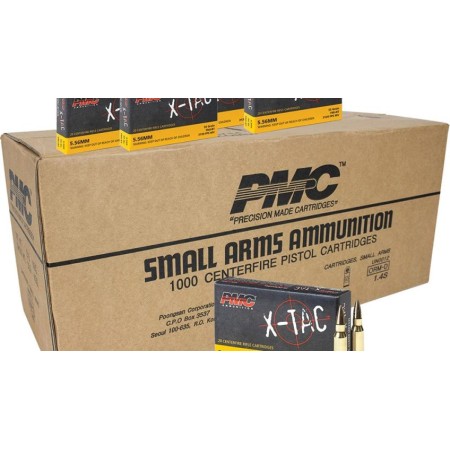 PMC X-Tac Rifle Ammunition 5.56x45mm 55 gr FMJBT 3120 fps 1000/ct