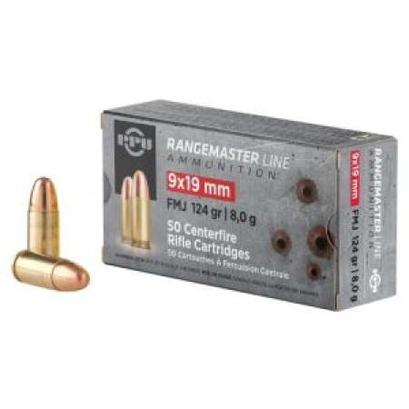 Prvi Partizan Rangemaster 9mm Ammo 124 Grain FMJ, 1000 rds - PPRM9M