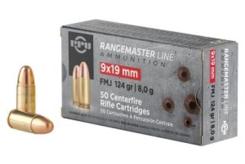 Prvi Partizan Rangemaster 9mm Ammo 124 Grain FMJ, 1000 rds - PPRM9M