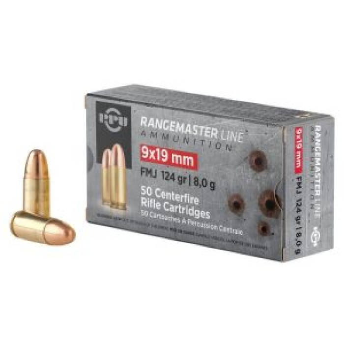 Prvi Partizan Rangemaster 9mm Ammo 124 Grain FMJ, 1000 rds - PPRM9M