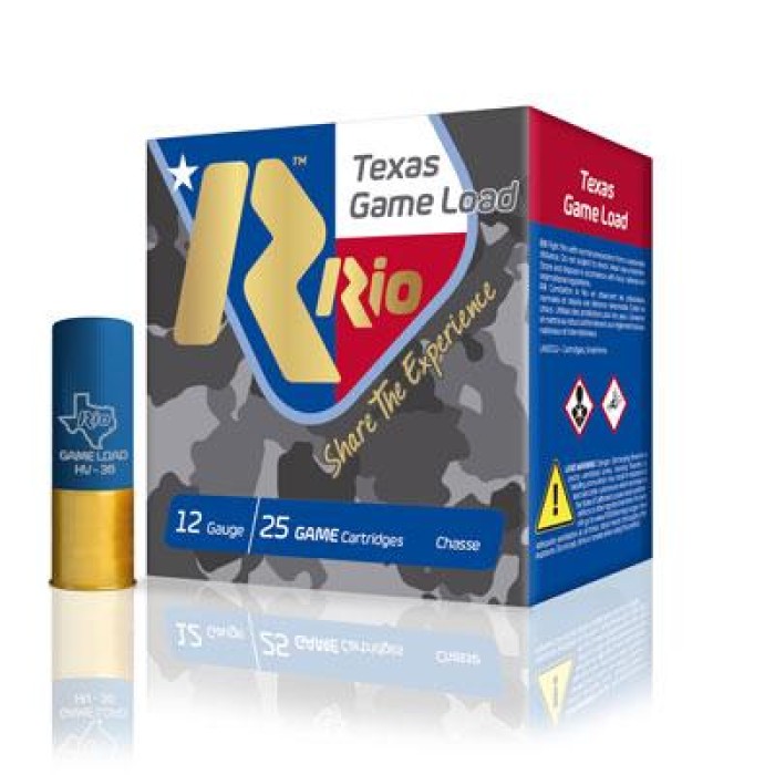 RIO Ammunition Texas Game Load 36 Shotshells 12 ga 2-3/4in 1-1/4oz 1250 fps Size 6 25/ct, TG366TX