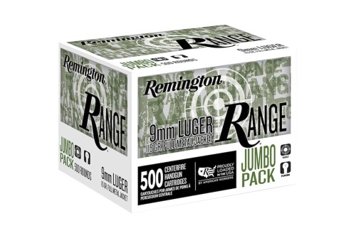 Remington Range 9mm Luger 115gr Full Metal Jacket Handgun Ammo - 500 Rounds