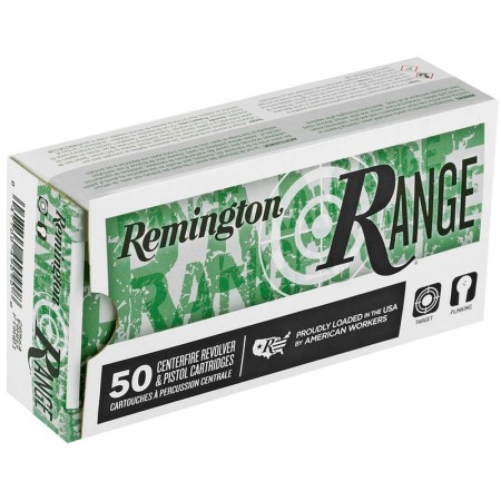 Remington Range Clean 9mm Luger 115 Grain Flat Nose Enclosed Base Brass Cased Centerfire Pistol Ammo, 50 Rounds, 27681