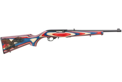 Ruger, 10/22, TALO USA Shooting Special, Semi-automatic, Rifle, 22 LR, 16.6" Threaded Barrel, Blued Finish, Red White and Blue Laminate Stock Embellished with American Eagle, 10 Rounds