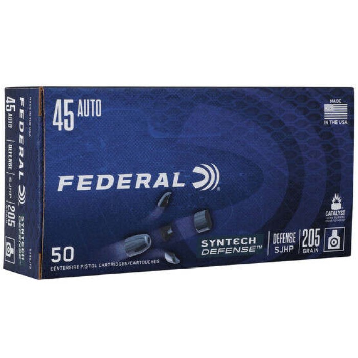 Federal Syntech Defense Brass .45 ACP 205-Grain 20-Rounds SJHP