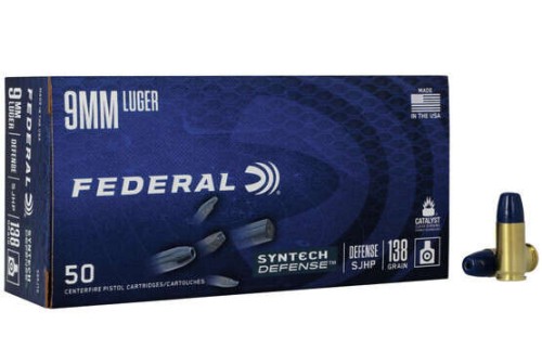 Federal Syntech Defense Hollow Point 9mm Luger 138 gr Ammo - Box of 50