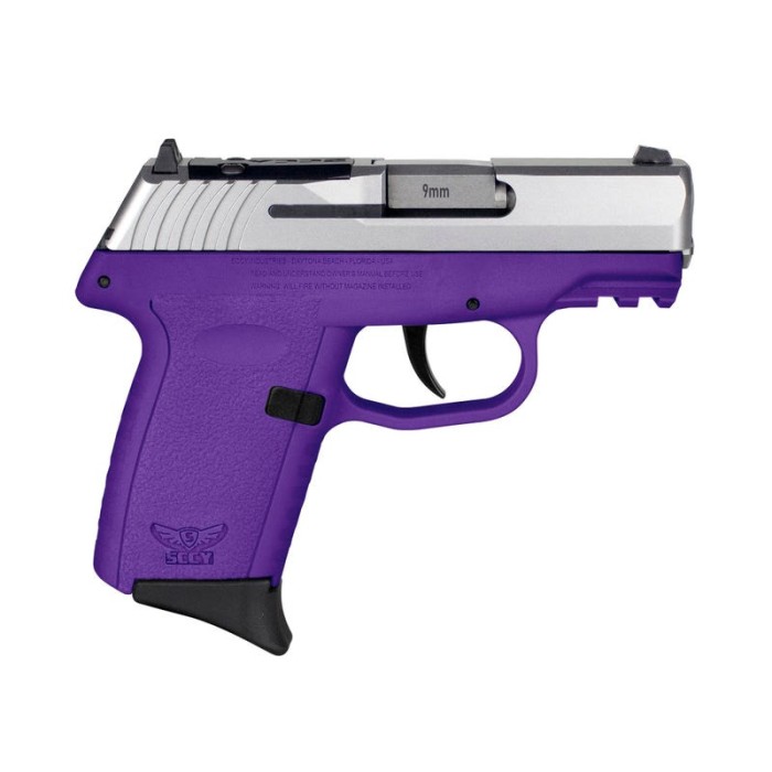 SCCY Industries CPX-2 Gen3 RD 9mm, 3.10" Barrel, Purple Polymer Picatinny Rail Serrated Stainless Steel Slide, Purple, 10rd