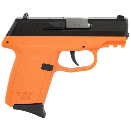 SCCY CPX-2 9mm, 3.10" Barrel, Black Slide, Orange Grip, No Thumb Safety, 10rd