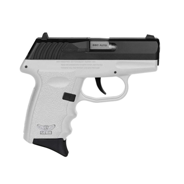 SCCY CPX-3 .380 ACP, 3.10" Barrel White Finish Frame, Stainless Steel, No Manual Thumb Safety, 10rd