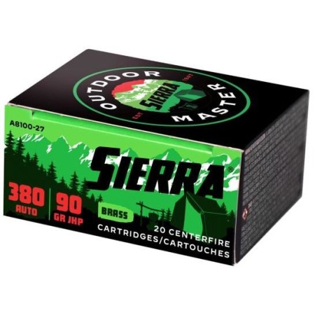 Sierra Bullets Outdoor Master 380 ACP 90Gr Jacketed Hollow Point, 20 Round Box