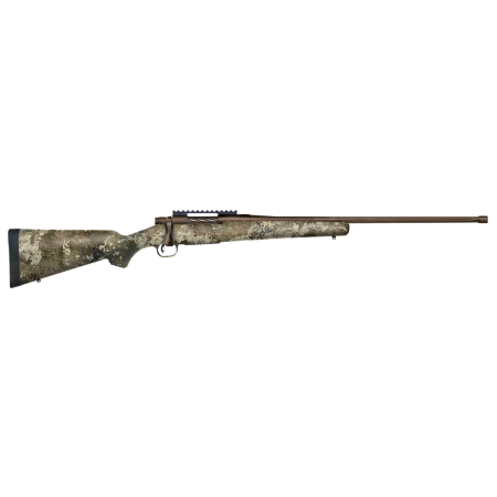 Mossberg Patriot, Predator, 6.5 PRC, 24" Fluted Threaded Barrel, Brown Finish, Syntheic Strata Camo Stock, Adj. Trigger, Picatinny, Oversized Handle, Box Magazine, 5rd