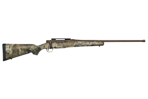 Mossberg Patriot, Predator, 6.5 PRC, 24" Fluted Threaded Barrel, Brown Finish, Syntheic Strata Camo Stock, Adj. Trigger, Picatinny, Oversized Handle, Box Magazine, 5rd