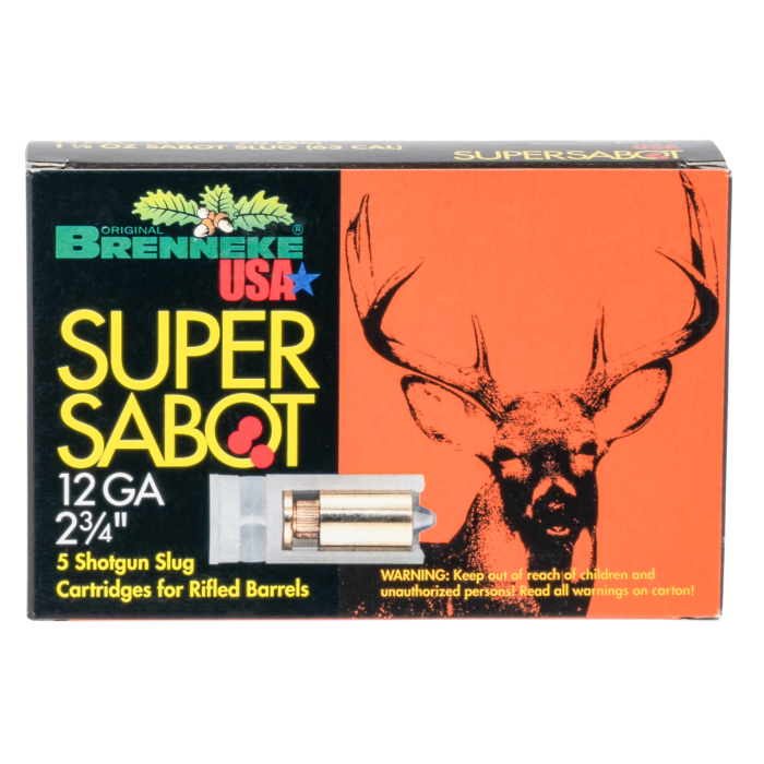 Brenneke Super Sabot 12 GA, 2-3/4in. 1-1/8oz. Slug - 5 Rounds [MPN: SL122SUS]