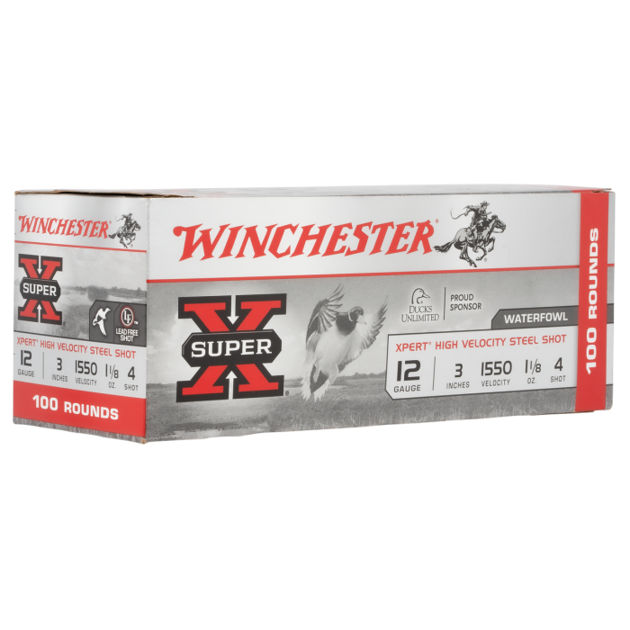 Winchester Super X Xpert High Velocity 12ga 3in #4 1-1/8oz Waterfowl Shotshells - 100 Rounds