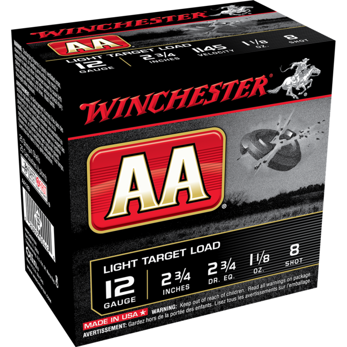 Winchester AA 12 Gauge 1 1/8 oz 2.75in Centerfire Shotgun Ammo, 100 Rounds, AA128VP