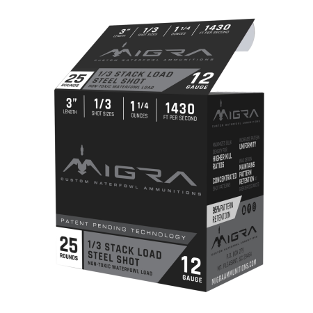 MIGRA COMBINATIONAL 12GA 3-INCH 1-1/4OZ #1, 3-SHOT 25 ROUNDS PER BOX