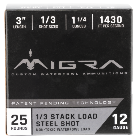 MIGRA COMBINATIONAL WEEKENDER 12GA 3-INCH 1-1/4OZ #1, 3-SHOT 25 ROUNDS PER BOX