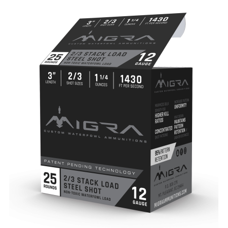 MIGRA COMBINATIONAL 12GA 3-INCH 1-1/4OZ #2,3-SHOT 25 ROUNDS PER BOX