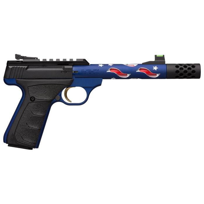 Browning, Buck Mark Plus Vision, Semi-auto, 22 LR, 5.875" barrel, Threaded, Compensator,, Blue Anodized Alum Frame, UFX Grip, Thumb Safety