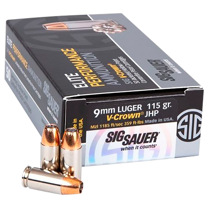 Sig Elite Elite Performance, 9mm, 115gr, Jacketed Hollow Point, 50rd Box