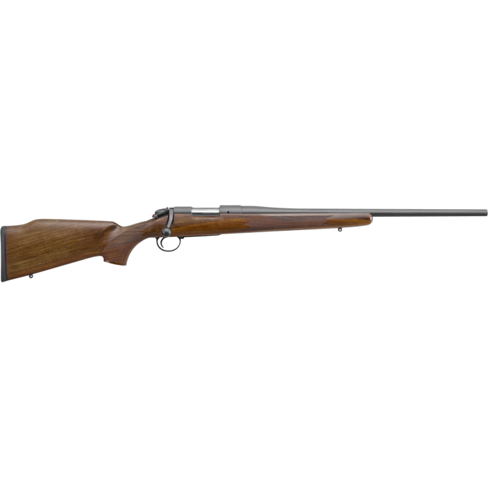 Bergara B-14 Series Timber Rifle 300 Win Mag, 24" Barrel, Cerakote, Black, Monte Carlo Walnut Stock, Hinged Floorplate, Fits 6-48 Rem 700 Base, 3rd