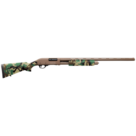 Charles Daly 301 12 Ga, 28" Barrel, 3", Flat Dark Earth Metal Finish & Woodland Camo Synthetic Stock, 4rd