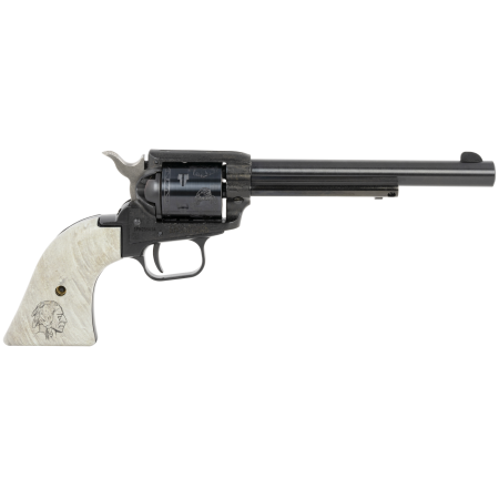 Heritage Rough Rider 22 LR/22 WMR, 6.5" Barrel, Engraved Cylinder, IML Buffalo Grip, Black, 6rd