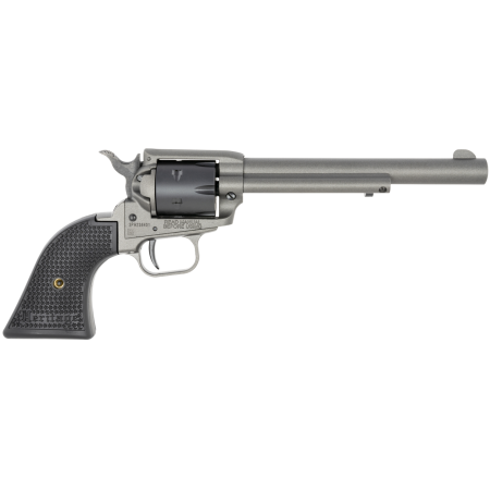 Heritage Rough Rider 22 LR, 6.50" Barrel, Tungsten Gray, Black Textured Polymer Grips, 6rd