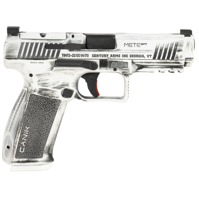 Canik Mete SFT 9mm, 4.46" Barrel, Picatinny Rail, Distressed White, Optics Ready, 18rd