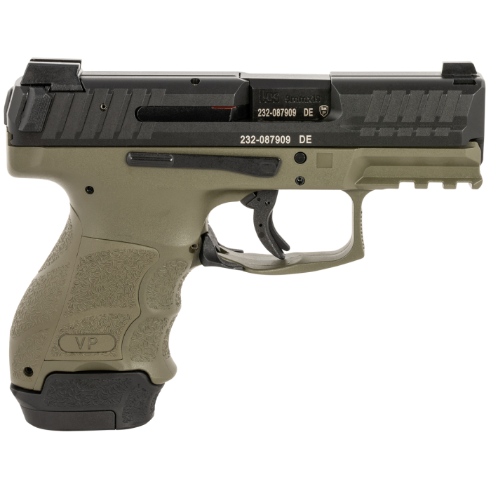 HK VP9SK SUBCOMPACT 9MM 3.39" 15/12RD NS GREEN BLACK