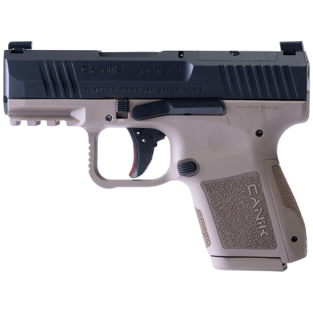 Canik MC9 9mm, 3.18" Barrel, Black Slide, FDE Frame, Picatinny Rail, 12rd/15rd