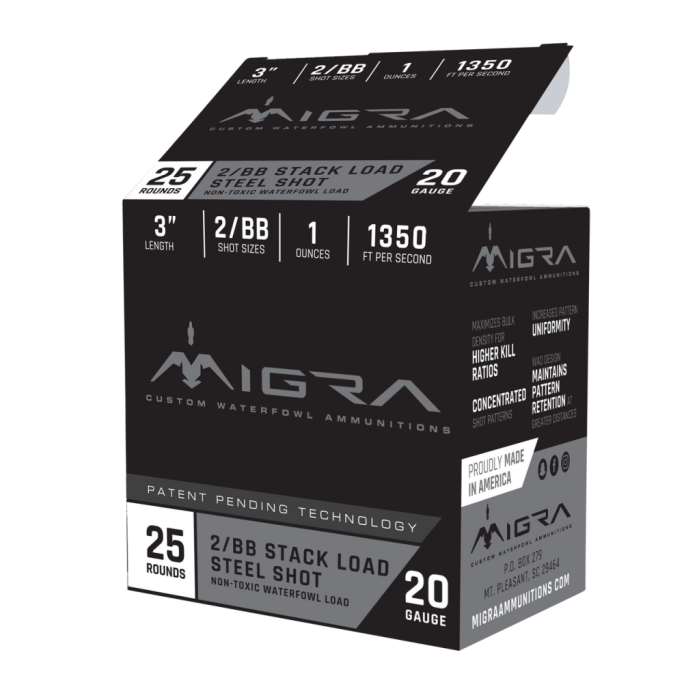 Migra Combinational 20 Ga, 3", 1 oz, 4/6 Steel Shot, 25rd Box