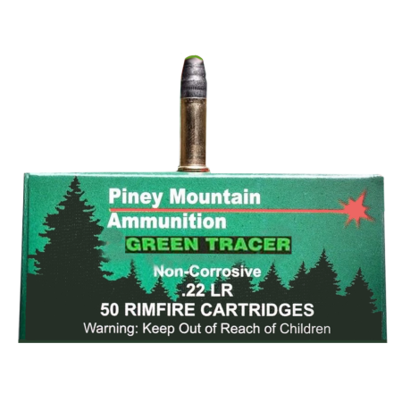 Piney Mountain Ammunition PMSN22LRG Green Tracer Non Corrosive 22 LR 40 Gr Lead