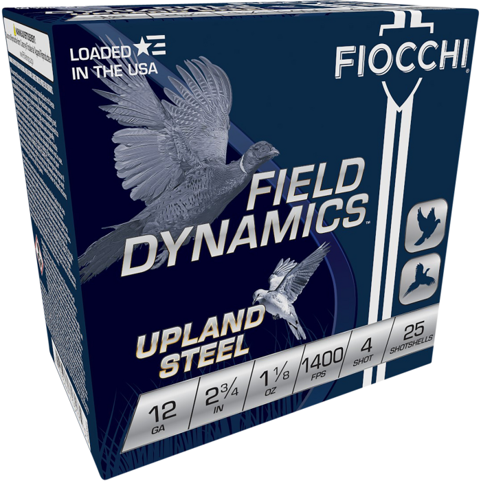 Fiocchi Field Dynamics Upland Steel 12 GA #4 Shot 1-1/8 oz 25-Rounds 2.75